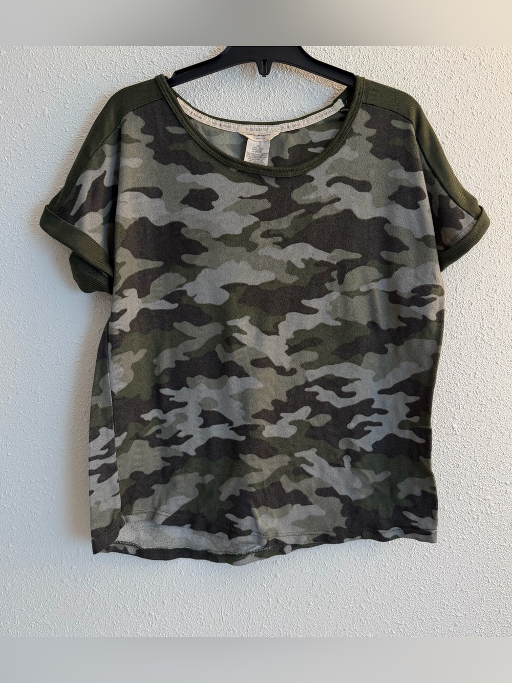Lucky Brand Women's Short Sleeve Camo Tee - Olive & Gray